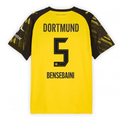 Moški Nogometni dresi Borussia Dortmund Ramy Bensebaini #5 Domači 2025-26 Kratek Rokav Moški Nogometni dresi Borussia Dortmund Ramy Bensebaini #5 Domači 2025-26 Kratek Rokav